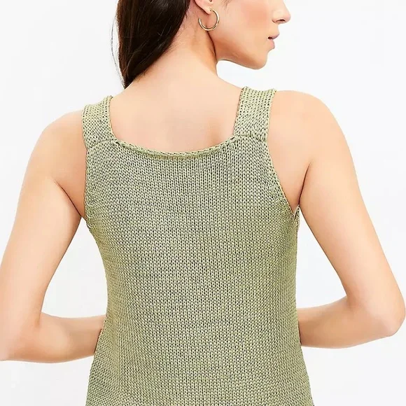 NWOT Damaged Loft Square Neck Sweater Knit Tank Top In Olive Green Size Small - Picture 10 of 13
